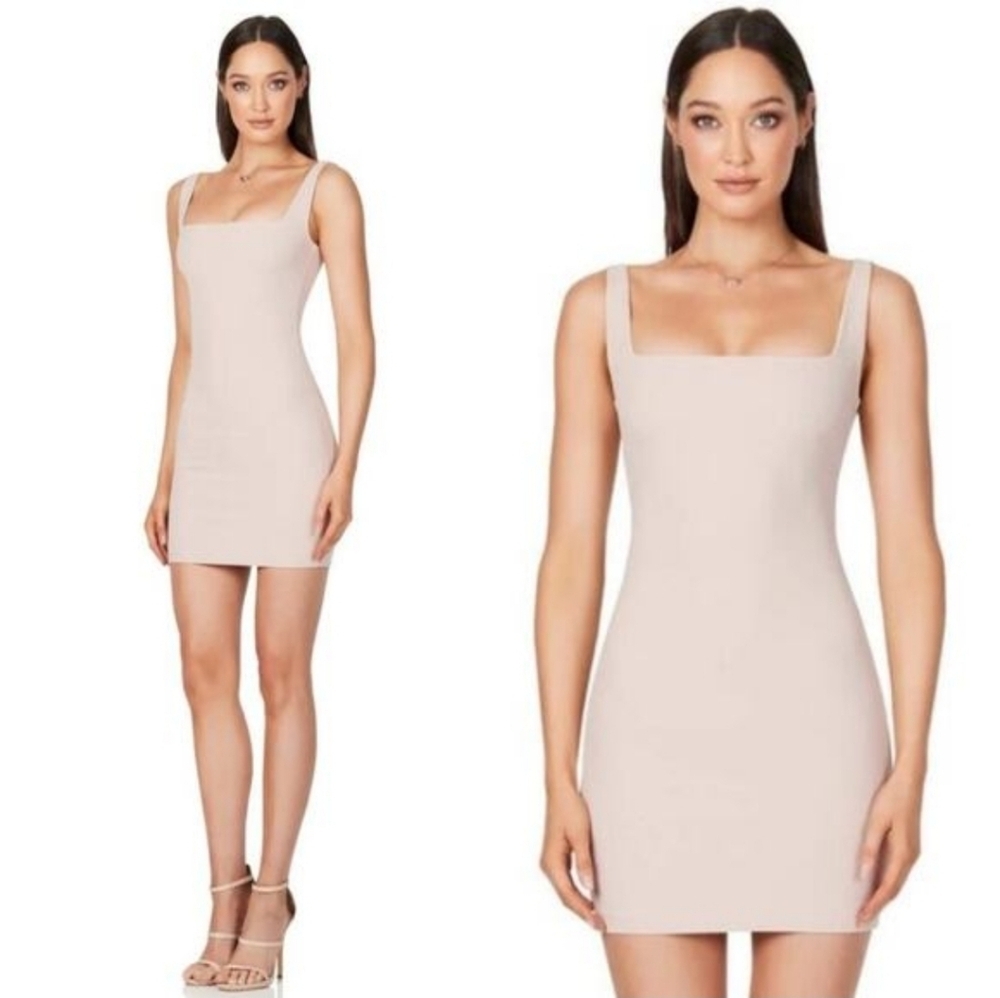 NOOKIE-NWT-Rendevous Mini Dress Sleeveless Square Neck Zip Stretch-Size Small - Picture 1 of 15